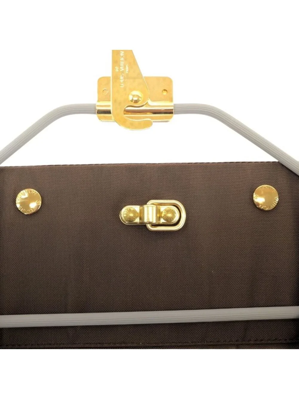 Louis Vuitton Brown Gold Nylon Suitcase Garment Case Travel